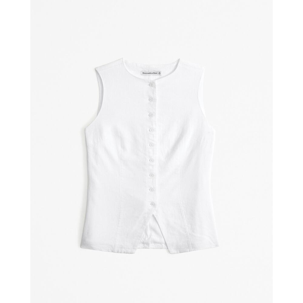Abercrombie & Fitch Mara Linen-Blend Button-Through Vest - S